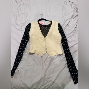 Tan made in Italy top women size 42 vest floral top